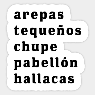 Venezuelan Foods Sticker